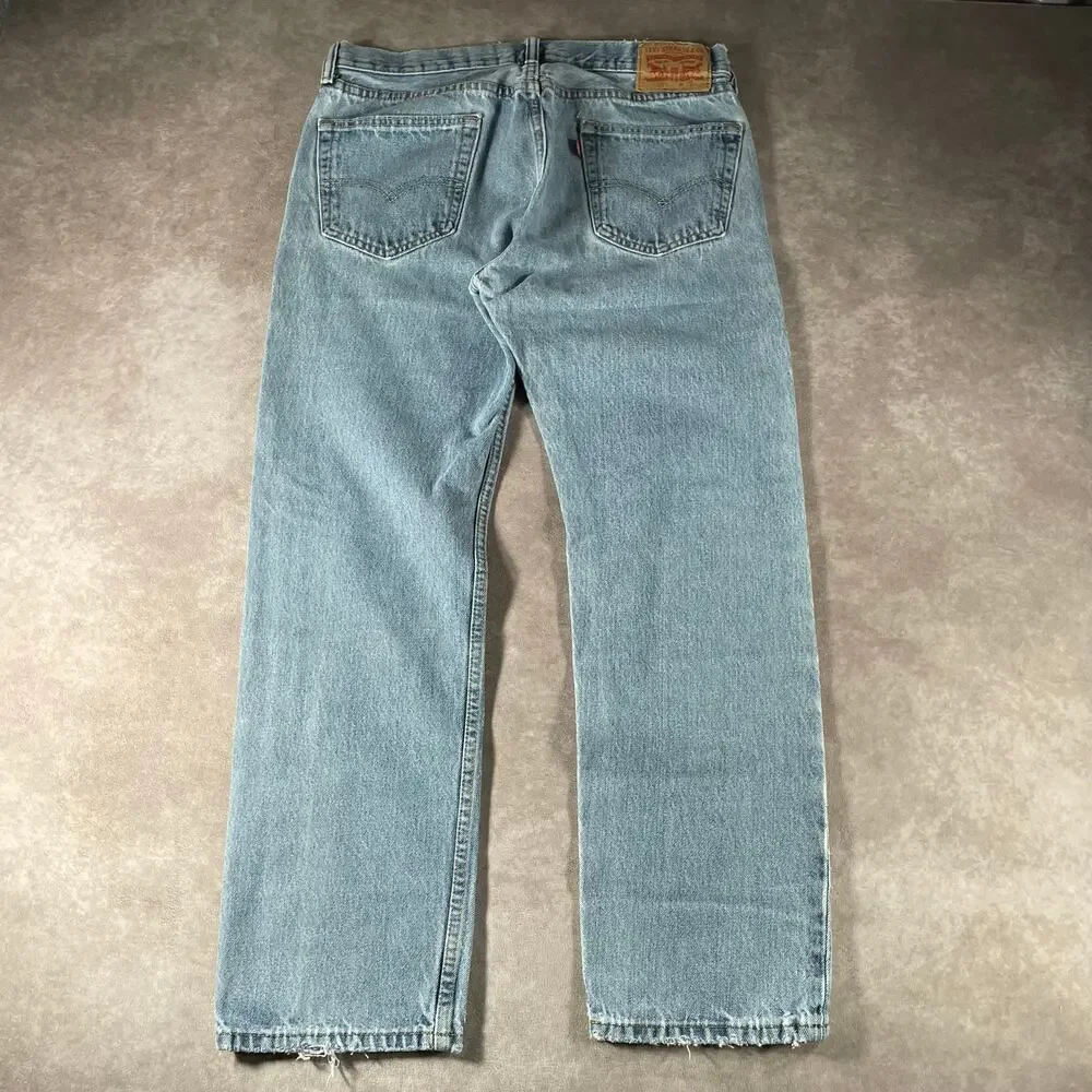 Levi’s 505 Light Wash Denim Jeans 33x27.5 Distress Straight
